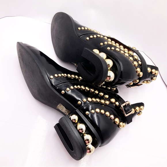 {Jeffery Campbell} Rylance Gold Studded Patent Leather Booties - Picture 10 of 16